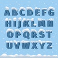 Winter vector alphabet with snow