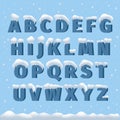 Winter vector alphabet with snow Royalty Free Stock Photo