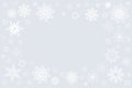 Winter vector background, white snowflakes frame on light gray, Christmas design template Royalty Free Stock Photo