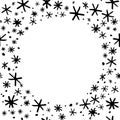 Winter vector frame of simple primitive blue snowflakes. Background, border for theme of Snowfall, christmas Royalty Free Stock Photo