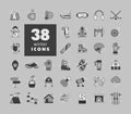 Winter vector grayscale icon set. Wintertime