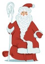 Cartoon Santa Claus with magic staff and gift bag Royalty Free Stock Photo