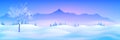 Winter vector landscape, panoramic view