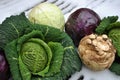 Winter vegetables on snow