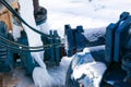 Very coldy. Icing the emergency water pump in winter Royalty Free Stock Photo