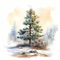 winter vibe pine tree pine nut illustration