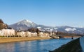 A Winter View Across the Salzach River in Salzburg