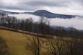 Winter view of Appalachian Mountains with clouds and fog in Virginia Royalty Free Stock Photo