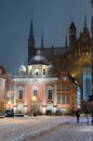 winter. view of Basilica of St. Mary at night. Gdansk, Poland Royalty Free Stock Photo