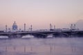 Winter view of the Blagoveschensky bridge Royalty Free Stock Photo