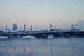 Winter view of the Blagoveschensky bridge Royalty Free Stock Photo