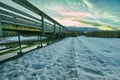 Winter view boardwalk in the wetlands Royalty Free Stock Photo