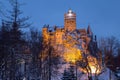 Winter view of Bran castle, Royalty Free Stock Photo