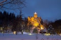 Winter view of Bran castle, also known as Dracula`s castle Royalty Free Stock Photo
