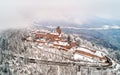 Winter view of the Chateau du Haut-Koenigsbourg in the Vosges mountains. Alsace, France