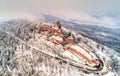 Winter view of the Chateau du Haut-Koenigsbourg in the Vosges mountains. Alsace, France Royalty Free Stock Photo