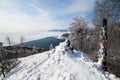 Winter view from Chersky stone over lake Baikal and the Angara river Royalty Free Stock Photo