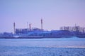 Winter view of the Chinese bank of the Amur River from the embankment of the city of Blagoveshchensk. Heihe City Customs