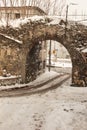 A winter view from the city of Istanbul with houses covered with Royalty Free Stock Photo