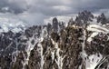 Winter view of dolomites mountains from the three peacks of Lavaredo, italy Royalty Free Stock Photo