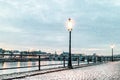 Winter view of the east side of the Dutch river Maas in Maastricht