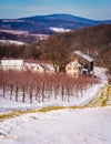 Winter view of a farm and distant mountains in rural Adam's Coun Royalty Free Stock Photo