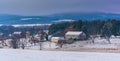 Winter view of a farm and the Piegon Hills, near Spring Grove, P