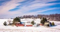 Winter view of a farm in rural Carroll County, Maryland. Royalty Free Stock Photo