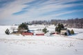 Winter view of a farm in rural Carroll County, Maryland. Royalty Free Stock Photo