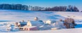 Winter view of a farm in rural York County, Pennsylvania. Royalty Free Stock Photo