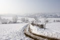 Winter view of farm track in the snow