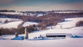 Winter view of farms and rolling hills in rural York County, Pen