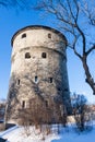 Winter view of fortress towers Tallinn. Estonia Royalty Free Stock Photo