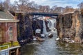 Winter view of The Great Falls of the Passaic River in Paterson, NJ , United States Royalty Free Stock Photo