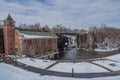 Winter view of The Great Falls of the Passaic River in Paterson, NJ , United States Royalty Free Stock Photo