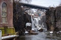 Winter view of The Great Falls of the Passaic River in Paterson, NJ , United States Royalty Free Stock Photo