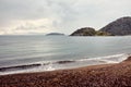 Winter view of Gumusluk bay and rabbit island