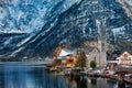 Winter View of Hallstatt, UNESCO world culture heritage site. Alps, Austria