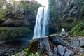 Winter view of Henrhyd Falls near Coelbren, the highest waterfall in South Wales, UK