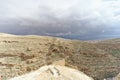 Winter view of the hills in the Judean Desert near Bethlehem. Israel. Royalty Free Stock Photo