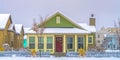 Winter view of a home with red front door in Utah Royalty Free Stock Photo