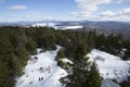 Winter view of an ice covered Cupsuptic Lake, Rangeley, Maine. Royalty Free Stock Photo