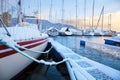 Winter view of marina in Trondheim Royalty Free Stock Photo