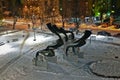 Winter view of the Monument of Revolution in Ruma, Serbia