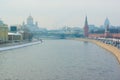 Winter view at Moscow center with kremlin wall Royalty Free Stock Photo