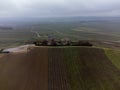 Winter view on Moulin de Verzenay and gran cru vineyards of famous champagne houses in Montagne de Reims near Verzenay, Champagne Royalty Free Stock Photo