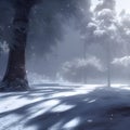 Winter view near forest Generative AI