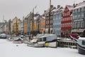 Winter view of the New Harbor in Copenhagen, Denmark Royalty Free Stock Photo