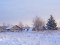 Winter view of old farm house Royalty Free Stock Photo