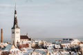Winter View of the old town of Tallinn.Snow-covered city near the Baltic sea. Estonia Royalty Free Stock Photo